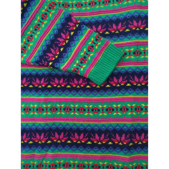 VTG BLUE MORGAN Multicolor Striped Geometric Acrylic Sweater Women's size M - Picture 2 of 4